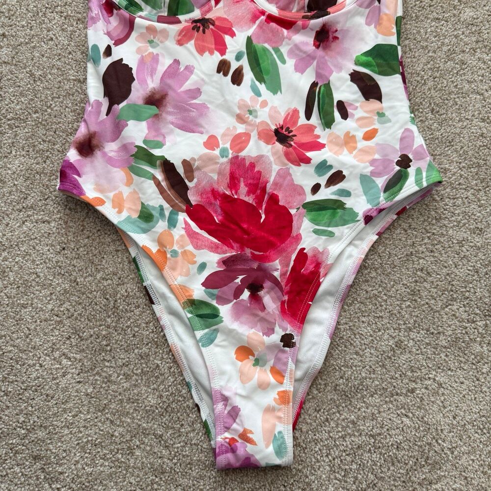 Cupshe Floral Holiday garden sweetheart One Piece Swimsuit - Pink and Green - Picture 7 of 12